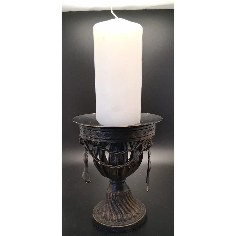 Vintage Cast Ornate Heavy Metal Candle Stand‎